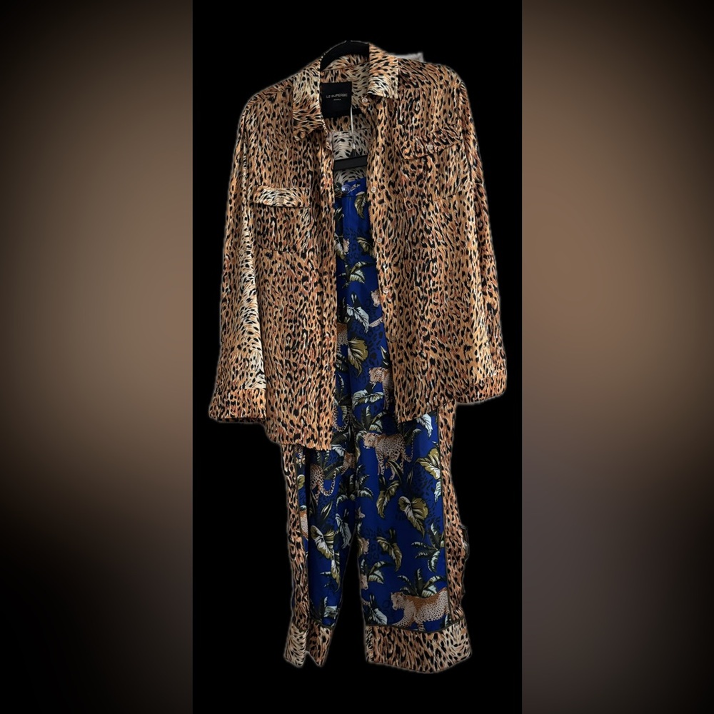Le Superbe Leopard Print Long Sleeve Button-Up Top. Pants also available. - Picture 4 of 4